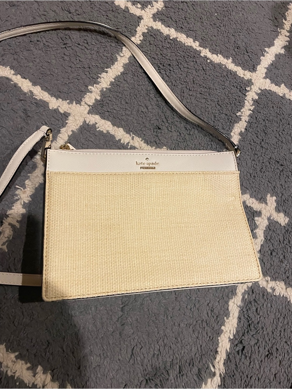 kate spade Cream and Natural Straw Crossbody with Gold-Tone Hardware - Picture 2 of 9